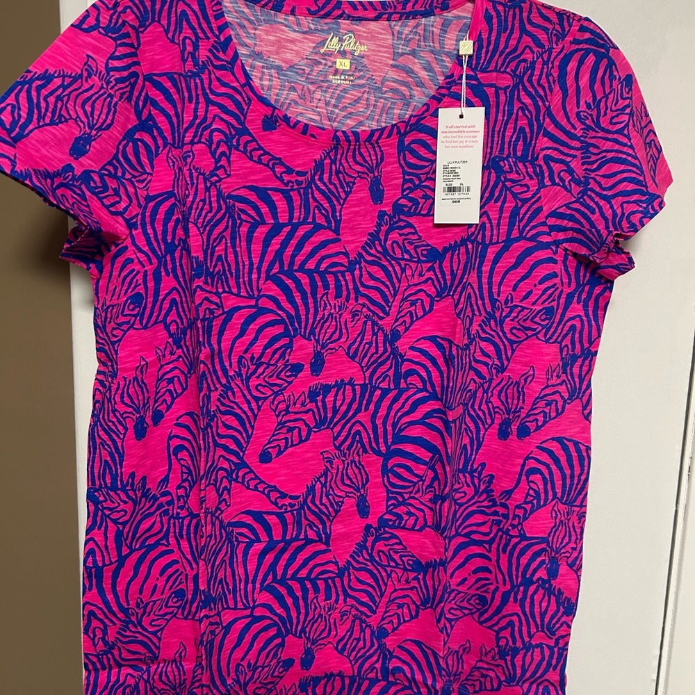 Lilly Pulitzer Vibrant Pink and Blue Top